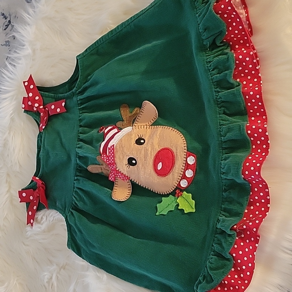 Rare Editions Reindeer Dress EUC